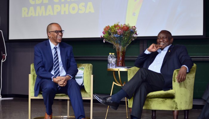 President Cyril Ramaphosa with GIBS Dean Prof Morris Mthombeni